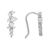 Multi Round CZ Crawler - Silver / Left - Earrings - Ofina