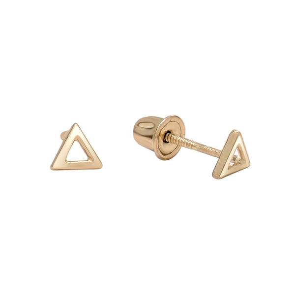 10k Solid Gold Open Tiny Open Triangle Studs -  - Earrings - Ofina