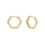Thin Hexagon Huggies - Gold - Earrings - Ofina