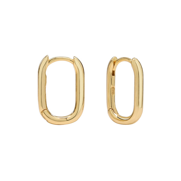 Smooth Oval Huggies - Gold - Earrings - Ofina