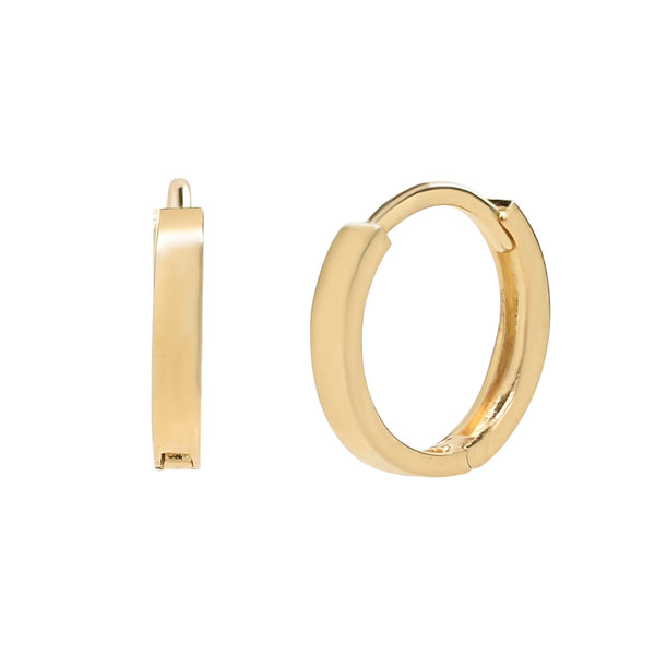 10k Solid Gold Flat Huggies -  - Earrings - Ofina