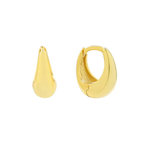 Elongated Nugget Huggies - Gold - Earrings - Ofina