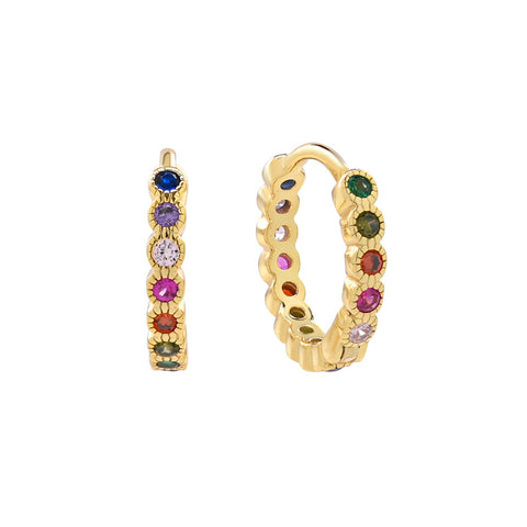 Bezel CZ Colorful Huggies -  - Earrings - Ofina