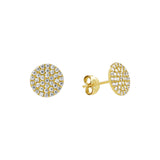 14k Solid Gold Round Pave Studs - Medium - Earrings - Ofina