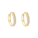 14k Solid Gold CZ Channel Huggies - Small -  - Ofina