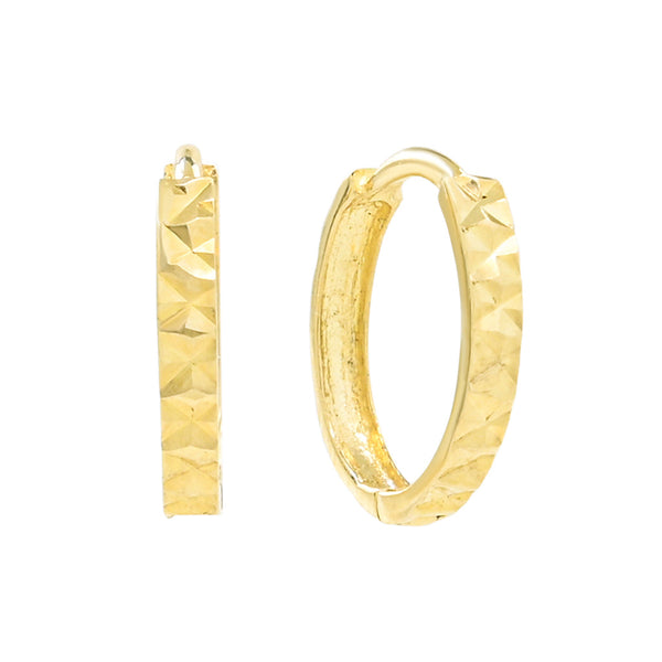 14 Solid Gold Diamond Cut Huggies -  - Earrings - Ofina