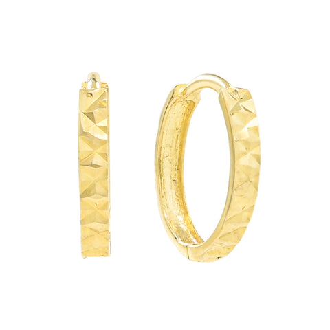 14 Solid Gold Diamond Cut Huggies -  - Earrings - Ofina