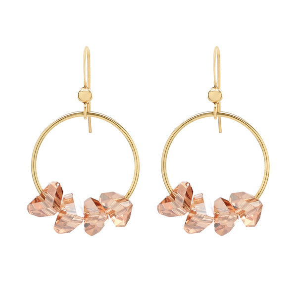 Coral Crystal on Circle Earrings -  - Earrings - Ofina