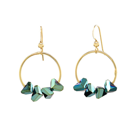 Green Crystal Circle Earrings -  - Earrings - Ofina