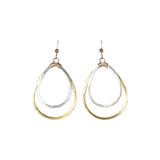 Double Brushed Teardrop Earrings - Silver Teardrop l Gold Teardrop Hooks - Earrings - Ofina