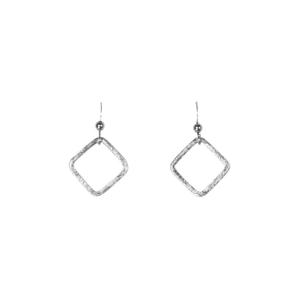 SALE - Open Square Brushed Earrings - Silver / Medium - Earrings - Ofina
