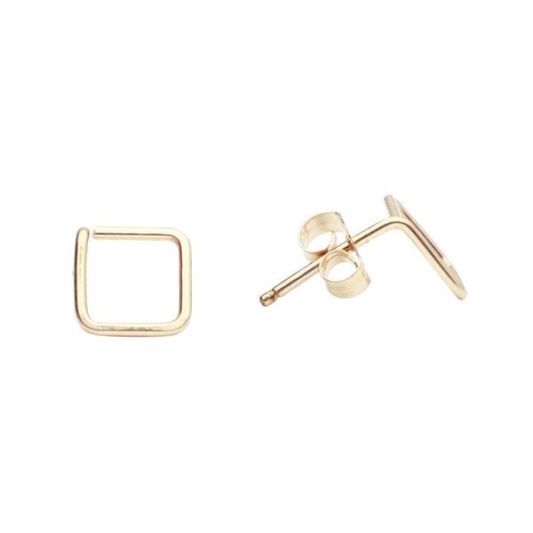 Square Wirewrapped Studs - Gold - Earrings - Ofina