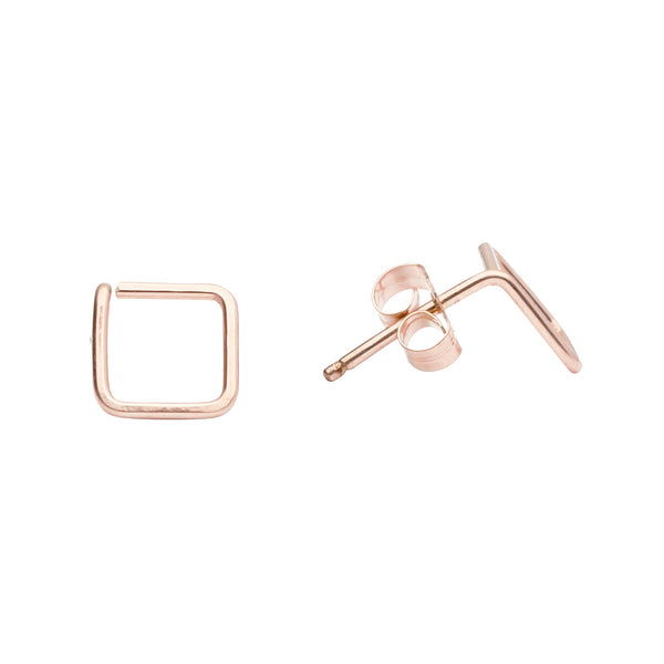 Square Wirewrapped Studs - Rosegold - Earrings - Ofina