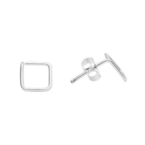 Square Wirewrapped Studs - Silver - Earrings - Ofina