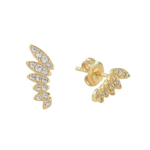 CZ Angel Wing Studs - Gold - Earrings - Ofina