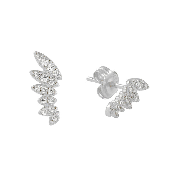 CZ Angel Wing Studs - Silver - Earrings - Ofina