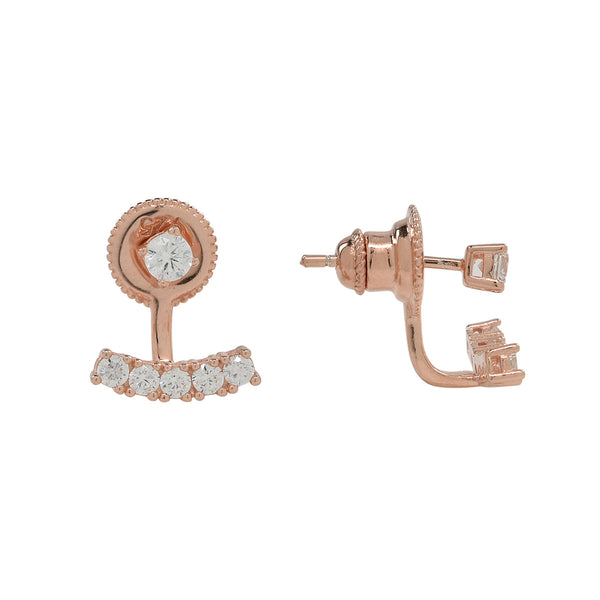 Curved Multi-CZ Ear Jacket - Rose Gold - Earrings - Ofina