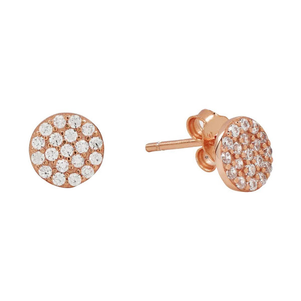 CZ Circle Pave Studs - Small / Rose Gold - Earrings - Ofina