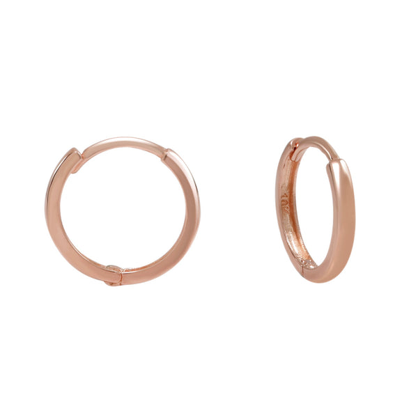 10k Solid Gold Huggie Hoops - Rose Gold / 12mm - Sold Individually - Earrings - Ofina