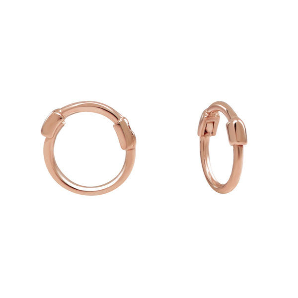 10k Solid Gold Thin Huggies - 6mm - Sold Individually / Rose Gold - Earrings - Ofina