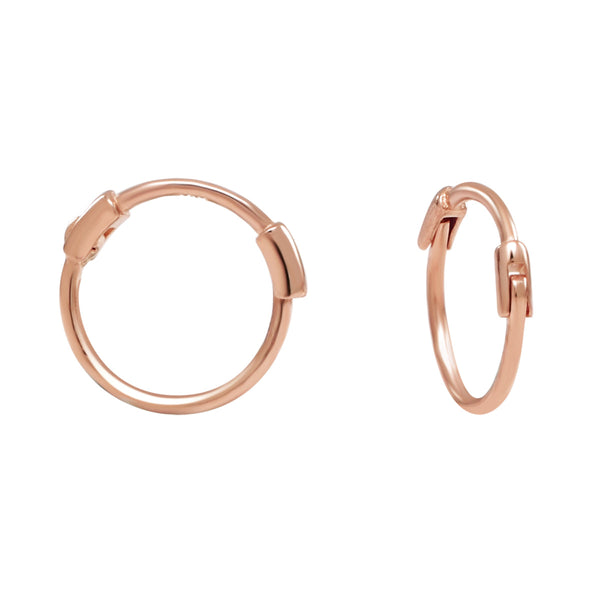 10k Solid Gold Thin Huggies - 11mm - Sold Individually / Rose Gold - Earrings - Ofina
