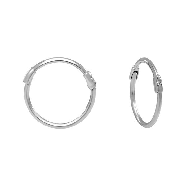 10k Solid Gold Thin Huggies - 13mm - Sold Individually / White Gold - Earrings - Ofina