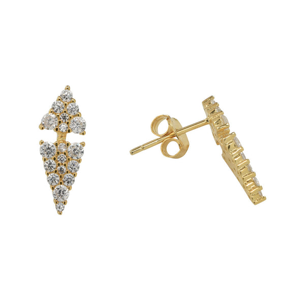 Double CZ Triangle Studs - Gold - Earrings - Ofina
