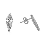 Double CZ Triangle Studs - Silver - Earrings - Ofina