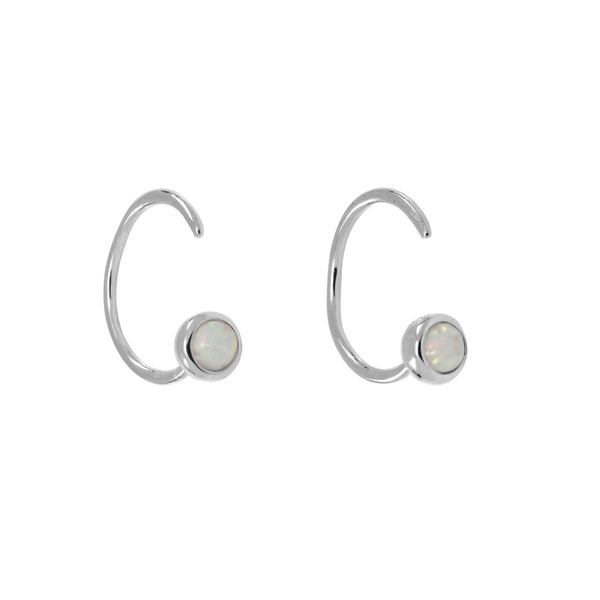 Opal Open Huggies - Silver - Earrings - Ofina