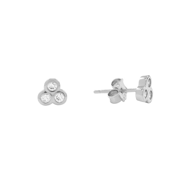 Triple CZ Studs - Silver - Earrings - Ofina