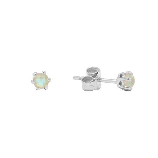 Opal Prong Studs - Silver - Earrings - Ofina