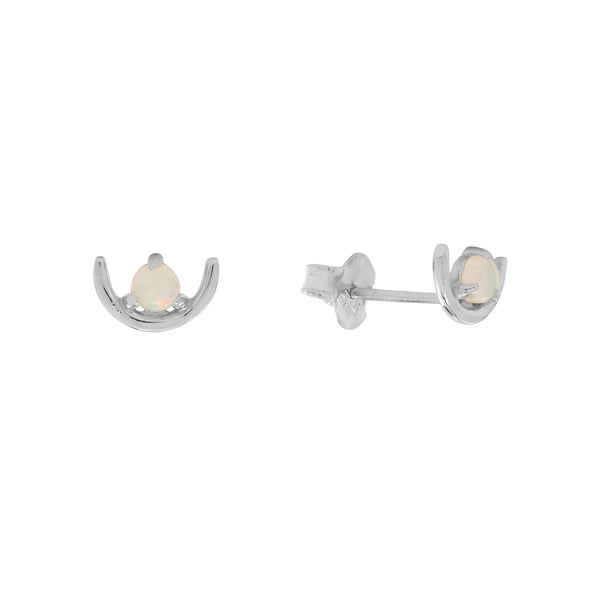 SALE - Opal Arc Studs - Silver - Earrings - Ofina