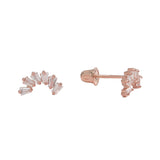 10k Solid Gold CZ Multi-Baguette Curved Ear Crawler - Earrings - Rose Gold - Rose Gold - Azil Boutique