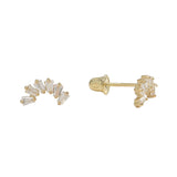 10k Solid Gold CZ Multi-Baguette Curved Ear Crawler - Earrings - Yellow Gold - Yellow Gold - Azil Boutique