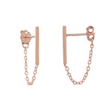 Bar Chain Dangle Studs - Rose Gold - Earrings - Ofina
