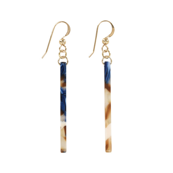 Bar Lucite Earrings (more Colors) - Blue & Cream - Earrings - Ofina