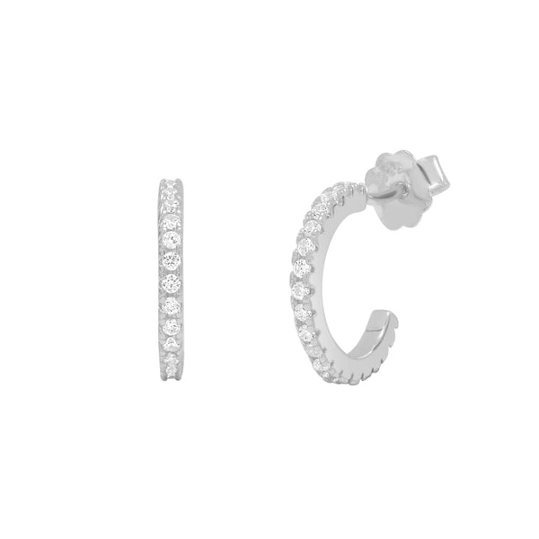 CZ Huggie Studs - Silver - Earrings - Ofina
