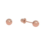10k Solid Gold Sphere Studs - 4mm / Rose Gold - Earrings - Ofina