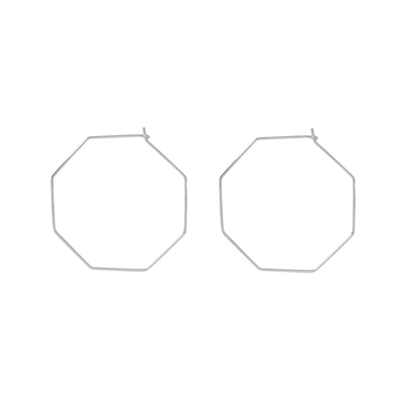 Infinity Octagon Hoops - Small / Silver - Earrings - Ofina