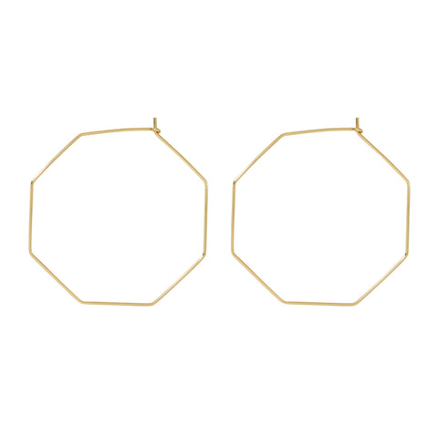 Infinity Octagon Hoops - Large / Gold - Earrings - Ofina