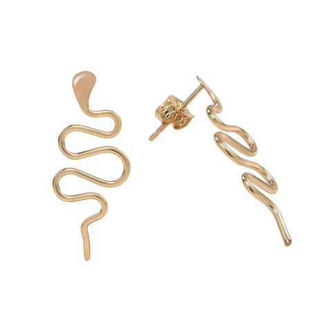 Snake Drop Studs - Gold - Earrings - Ofina