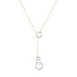 Brushed Interlock Circles Lariat - Silver Circles / Gold Chain - Necklaces - Ofina