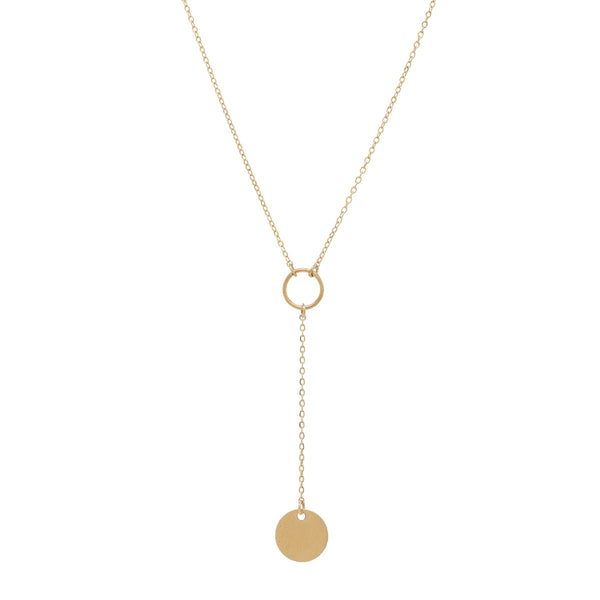 SALE - Y-Drop Disc Necklace - Short / Gold - Necklaces - Ofina