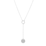 SALE - Y-Drop Disc Necklace - Short / Silver - Necklaces - Ofina