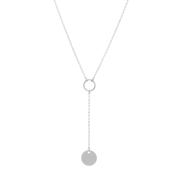 SALE - Y-Drop Disc Necklace - Short / Silver - Necklaces - Ofina