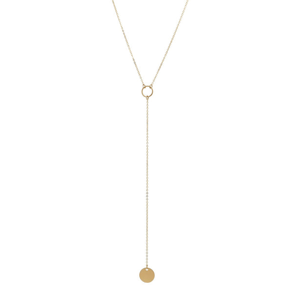 SALE - Y-Drop Disc Necklace - Long / Gold - Necklaces - Ofina