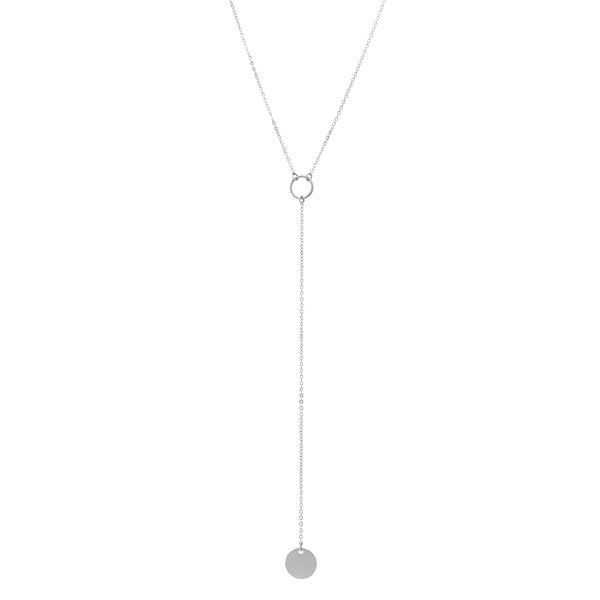 SALE - Y-Drop Disc Necklace - Long / Silver - Necklaces - Ofina