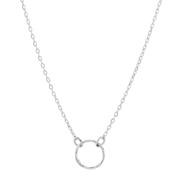 Tiny Diamond Cut Circle Necklace - Choker / Silver - Necklaces - Ofina
