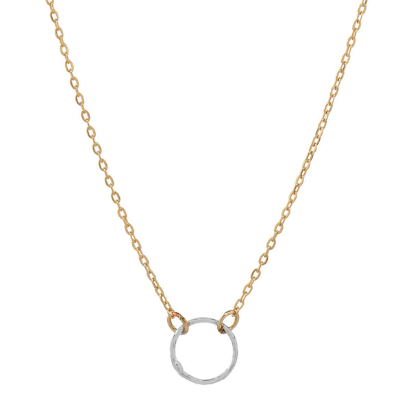 Tiny Diamond Cut Circle Necklace - Choker / Silver Circle Gold Chain - Necklaces - Ofina