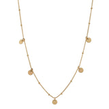 5 Tiny Discs Ball Chain Necklace - Choker / Gold - Necklaces - Ofina